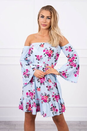 Damen Sommerkleid mit Blumen KS blau