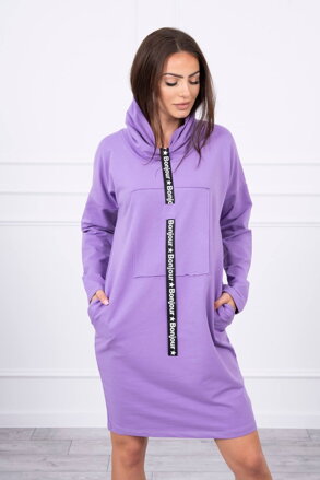 Langer Hoodie oder Sweatshirt Kleid 0153 violett
