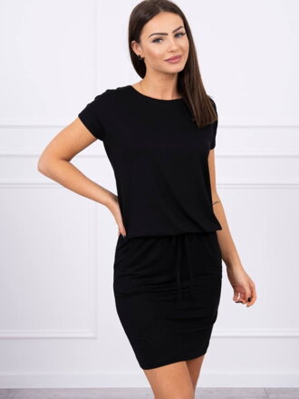 Čierne šaty s krátkym rukávom 9074