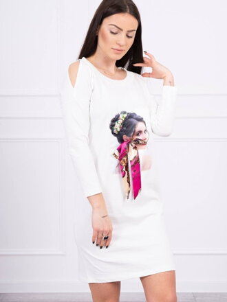 Weißes Sportkleid mit Aufdruck 66826