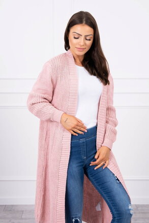 Lange Damen Strickjacke 2019-2 hellrosa