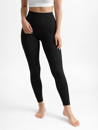 Damen Rippstrick Leggings schwarz