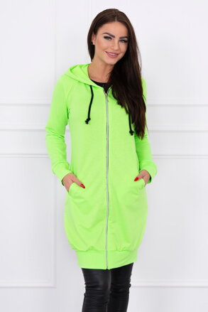 Langer Damen Sweatjacke mit Kaputze 8924 neongrün