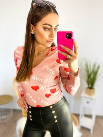 Dámske valentínske body s potlačou pink