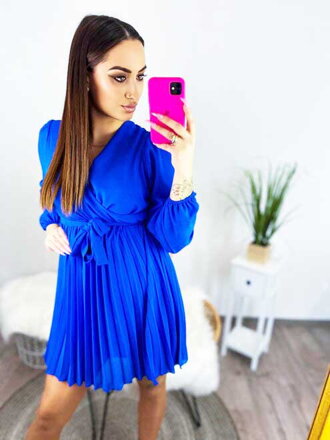 Damen-Plisseekleid in Blau