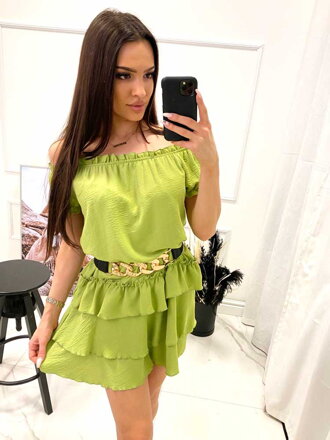 Luftiges Damenkleid mit Rüschen, grün