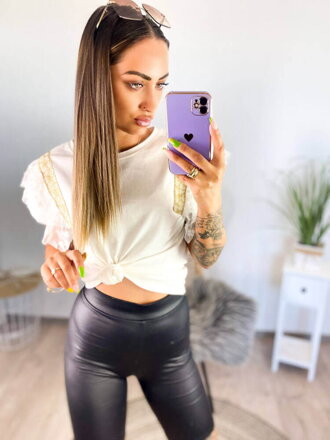 Top mit verzierten Ärmeln weiß