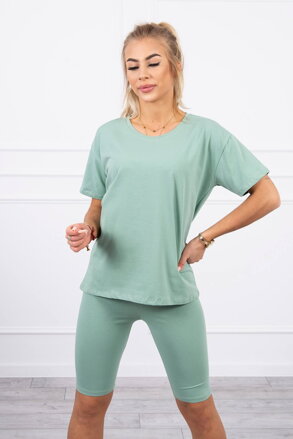 Damen Set - T-Shirt + kurze Leggings 9099 minze