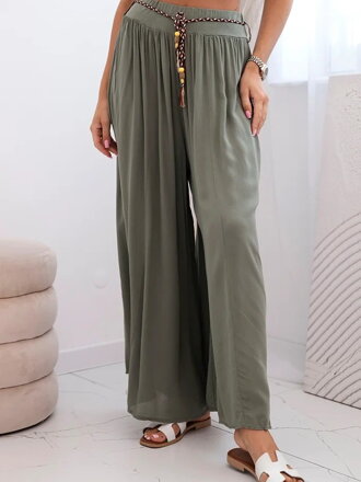 Letné viskózové nohavice 81733 khaki 