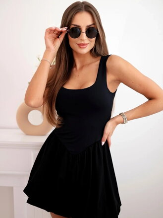 Puffiges schwarzes Kleid 131151