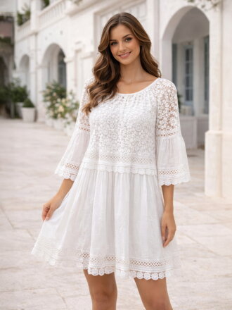 Biele letné čipkované šaty 