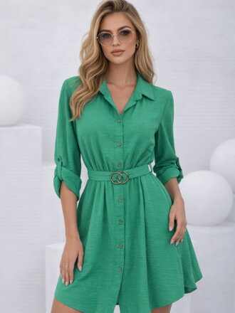 Dámske košeľové zelené šaty