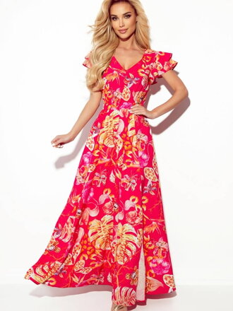 Damen-Blumenkleid mit kurzen Ärmeln 310-4