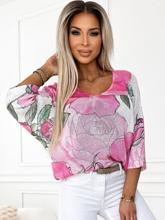 Stylischer Damenpullover 534-1 mit Blumen