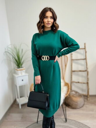 Luxuriöses gestricktes dunkelgrünes Kleid