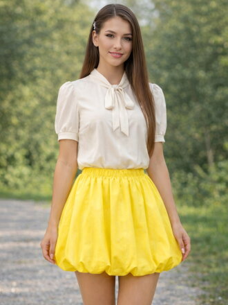 Dámska puffová žltá sukňa 