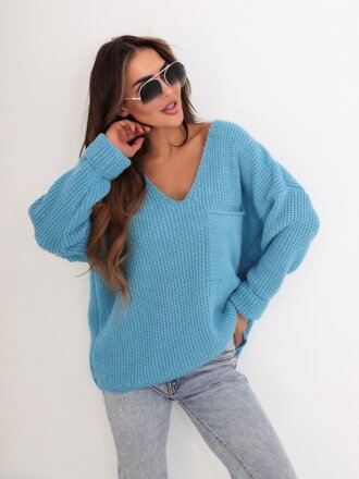 Pohodlný dámsky sveter SW209-24 BLUE