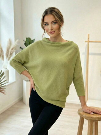 Limetkový asymetrický dámsky sveter