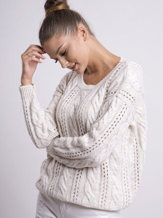 Damen Pullover mit Strickmuster LOGAN cream