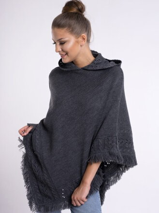 Damen Poncho mit Kapuze HARLEY dunkelgrau