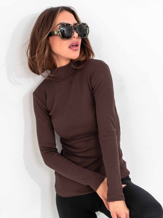 Gekerbter Rollkragenpullover für Damen in der Schokoladenfarbe BLK119-23