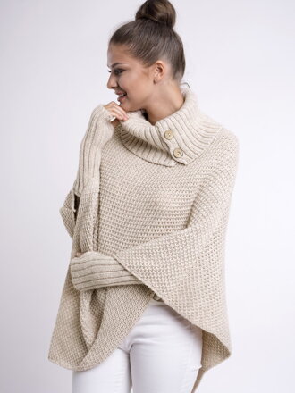 Gestrickter Poncho FELICIA für Damen in Beige
