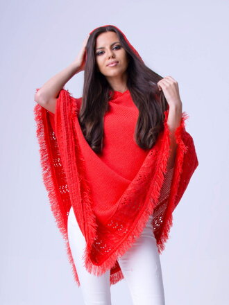 Damen Poncho mit Kapuze HARLEY rot