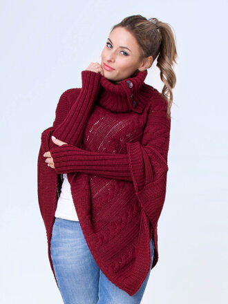 Damen Rollkragen-Poncho NOEMI bordo