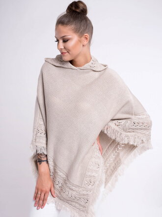 Damen Poncho mit Kapuze HARLEY beige