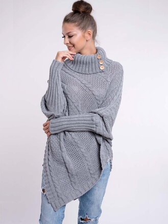 Gestricktes Damen Poncho CARLA hellgrau