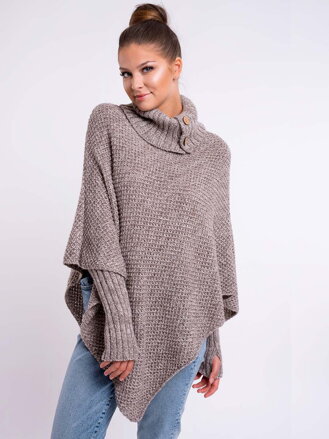 Damen Strickponcho FELICIA braun