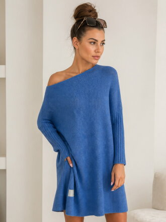 Oversize langer Strickpullover SW06-20 blau