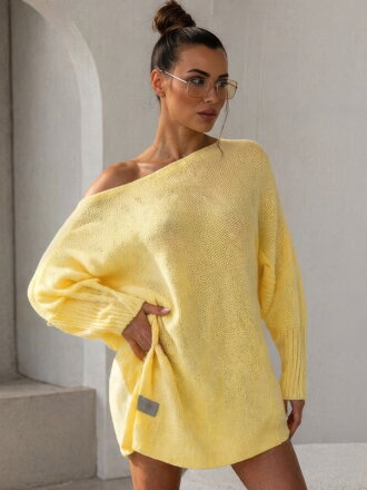 Verlängerter Strickpullover SW06-20 gelb