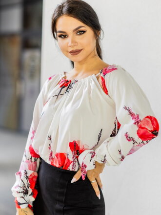 VERSABE Elegante Damenbluse VS-DB-1901 Mohnblume