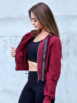 Crop Top mikina do pásu VSB LEA bordo