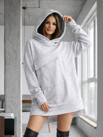 Langes Oversize-Sweatshirt mit Tasche VSB WELLA grau