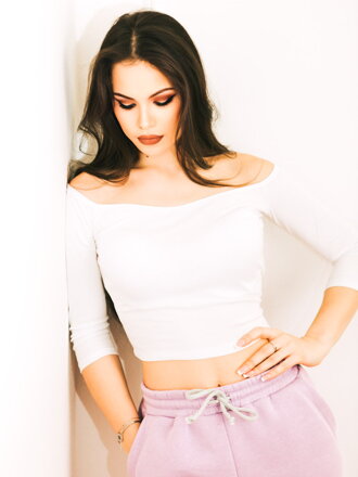 Bavlněný CROP TOP VSB MARY bílý/černý