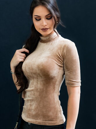 Rollkragenpullover mit 3/4 Ärmel VSB22 VELUR beige
