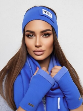 VSB Sweat-Set Schal + Stirnband + Handschuhe Blau