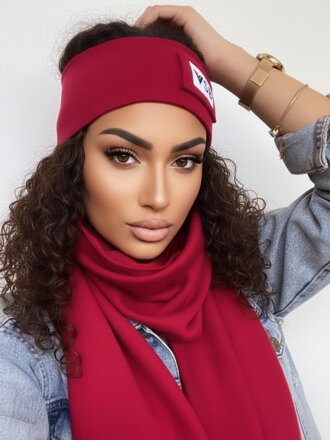 Luxuriöses VSB Sweat-Set: Schal + Stirnband Bordeaux