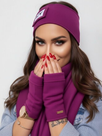 VSB Jogging-Set: Schal + Stirnband + Handschuhe, Pflaume