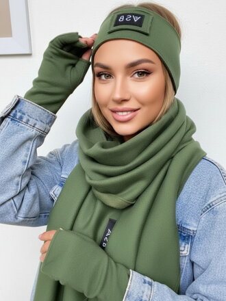  VSB Set Schal + Stirnband+ Handschuhe olivgrün