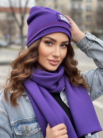 Luxuriöses VSB Sweat-Set Schal + Mütze Lila