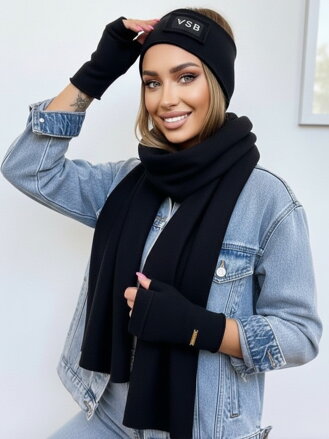  VSB Set Schal + Stirnband+ Handschuhe schwarz