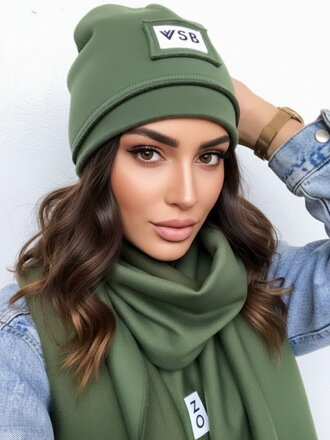 Luxuriöses VSB Sweat-Set Schal + Mütze, olivgrün