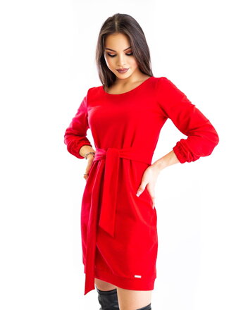 Damen Kleid mit Gürtel VSB  rot