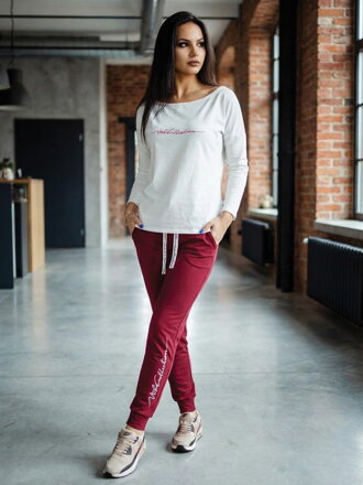 Damen-Trainingsanzug-Set VSB11 Weinrot + Weiß