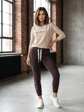  Damen-Trainingsanzug-Set VSB11 Beige + Braun
