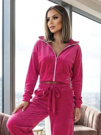 Kurzes Reißverschluss-Sweatshirt VSB NORA in HOT PINK Farbe