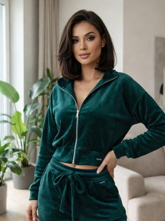 Trendiges Damen Sweatshirt mit Reißverschluss VSB NORA Smaragd